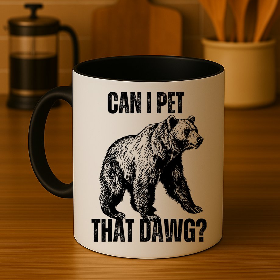 Can I Pet That Dog Bear Meme Funny Dog Mug