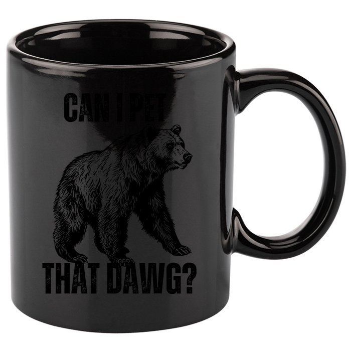 Can I Pet That Dog Bear Meme Funny Dog 11oz C Handle Ceramic Mug