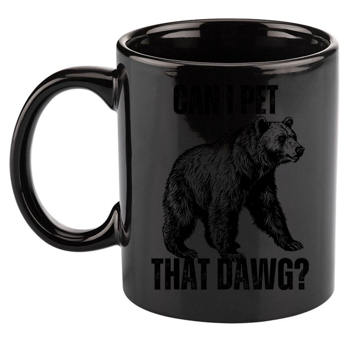 Can I Pet That Dog Bear Meme Funny Dog 11oz C Handle Ceramic Mug