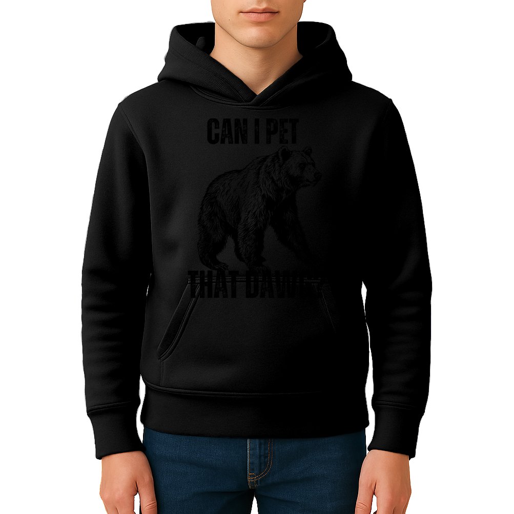 Can I Pet That Dog Bear Meme Funny Dog Kids Hoodie
