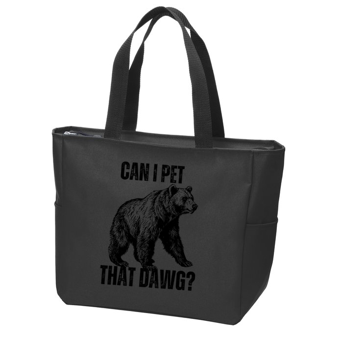 Can I Pet That Dog Bear Meme Funny Dog Zip Tote Bag
