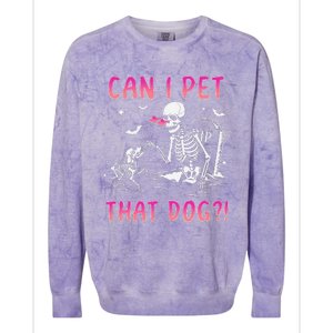 Can I Pet That Dog Funny Skeleton Dog Lover Halloween Gift Colorblast Crewneck Sweatshirt