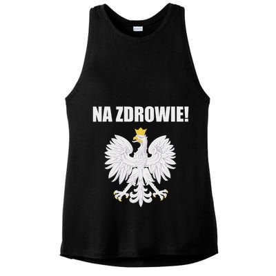 Cheers In Polish Coat Of Arms Souvenir Funny Na Zdrowie Ladies PosiCharge Tri-Blend Wicking Tank