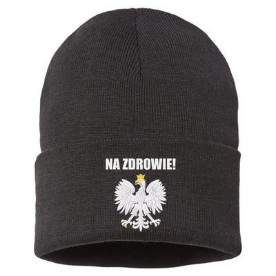 Cheers In Polish Coat Of Arms Souvenir Funny Na Zdrowie Sustainable Knit Beanie