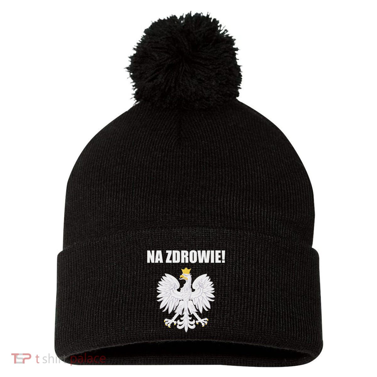 Cheers In Polish Coat Of Arms Souvenir Funny Na Zdrowie Pom Pom 12in Knit Beanie