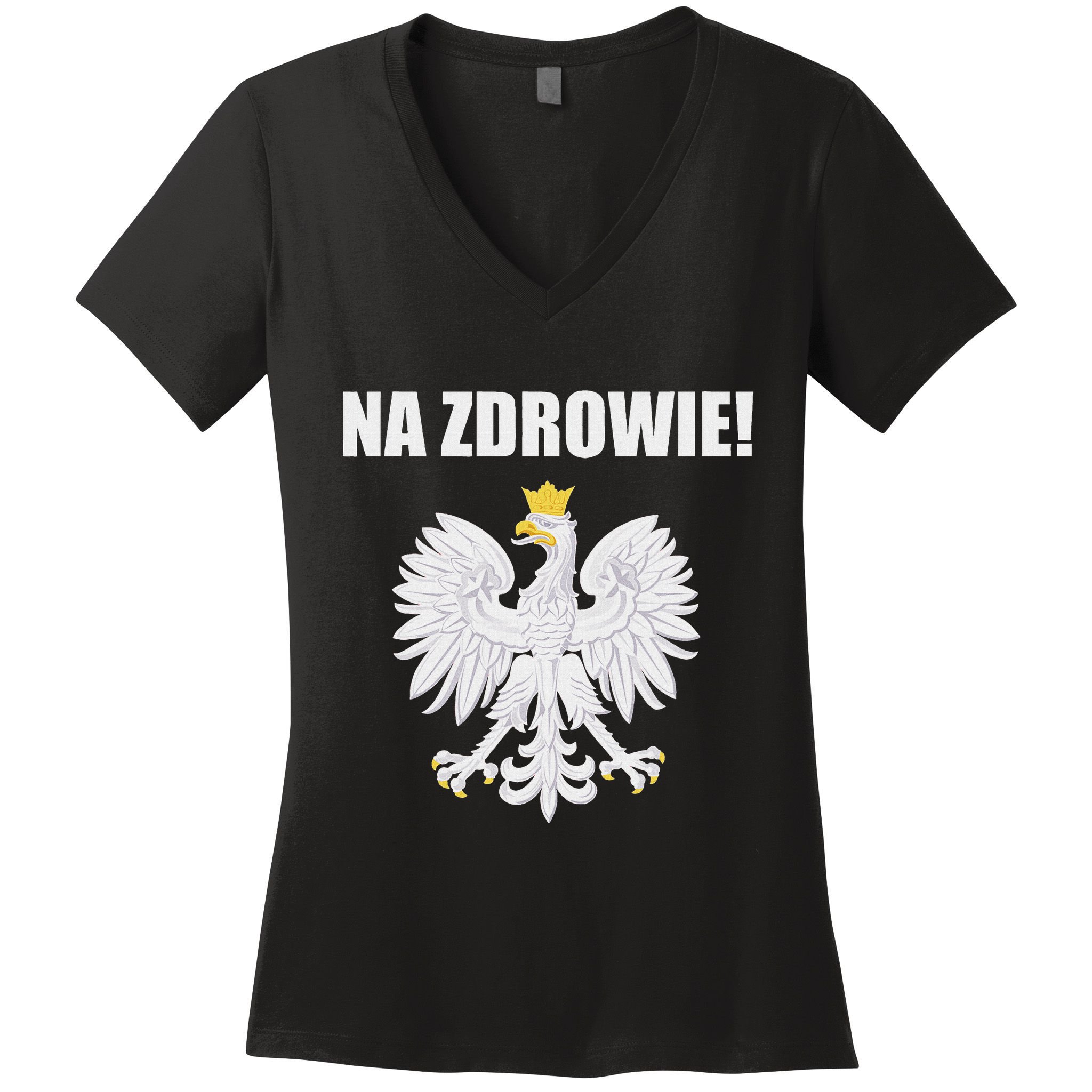 Cheers In Polish Coat Of Arms Souvenir Funny Na Zdrowie Women's V-Neck T-Shirt