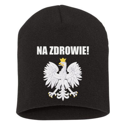 Cheers In Polish Coat Of Arms Souvenir Funny Na Zdrowie Short Acrylic Beanie