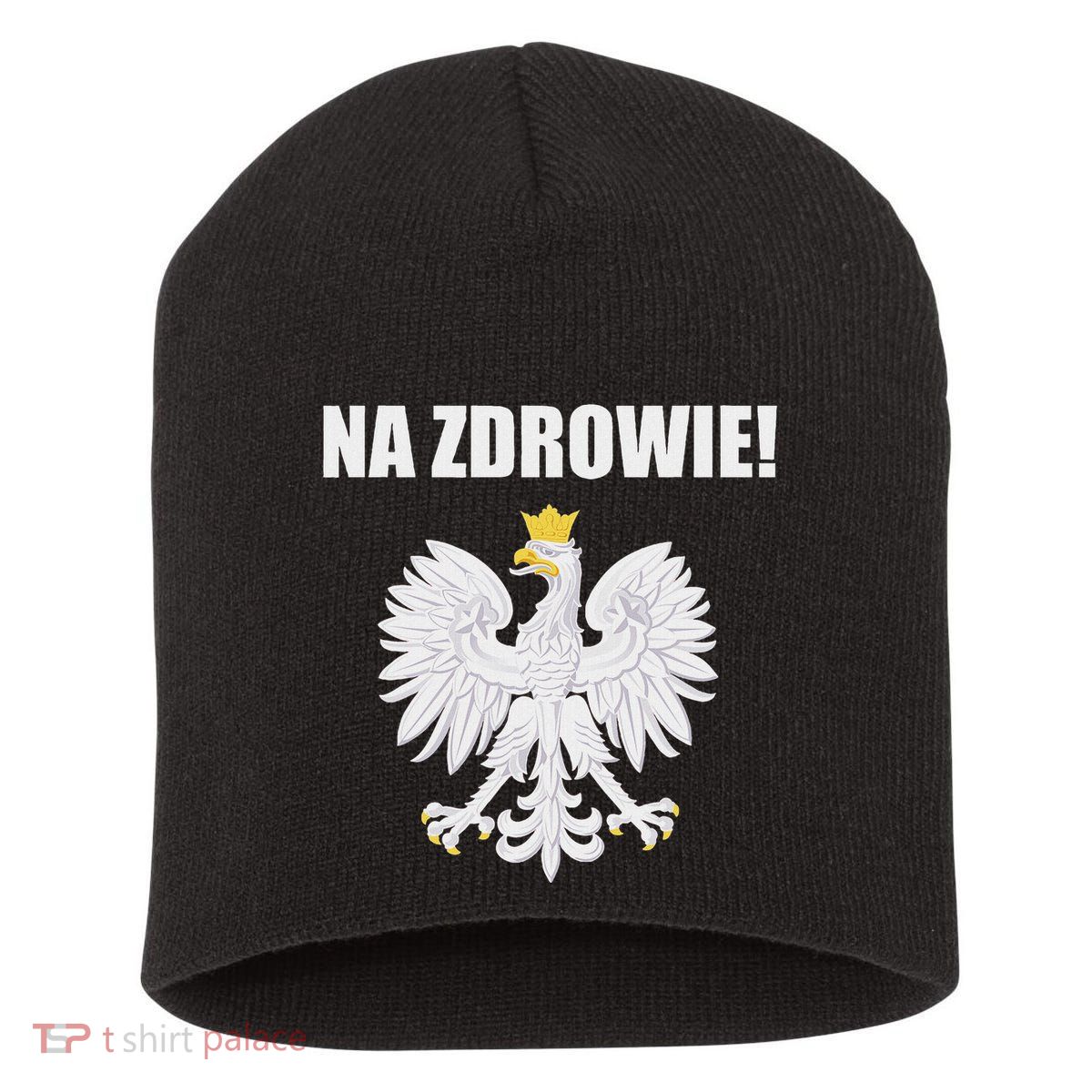 Cheers In Polish Coat Of Arms Souvenir Funny Na Zdrowie Short Acrylic Beanie