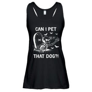 Can I Pet That Dog Halloween Skeleton Ladies Essential Flowy Tank