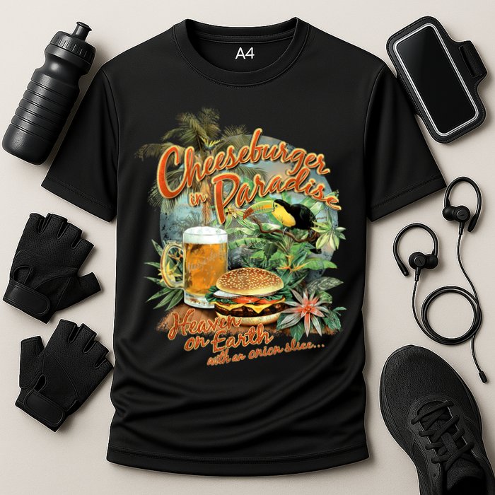 Cheeseburger In Paradise Heaven On Earth Funny Gift Cooling Performance Crew T-Shirt