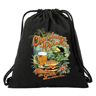 Cheeseburger In Paradise Heaven On Earth Funny Gift Drawstring Bag