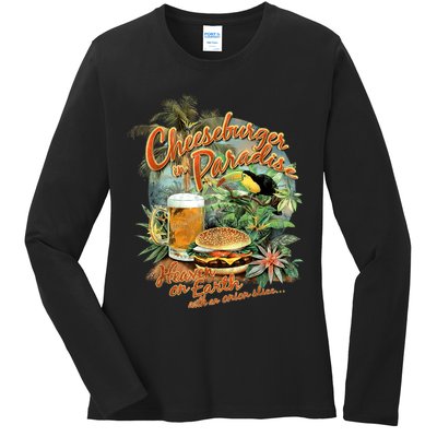 Cheeseburger In Paradise Heaven On Earth Funny Gift Ladies Long Sleeve Shirt