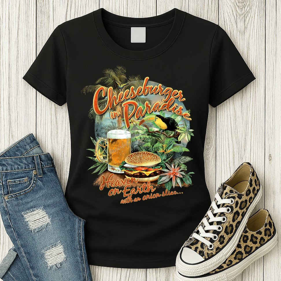 Cheeseburger In Paradise Heaven On Earth Funny Gift Womens T-Shirt