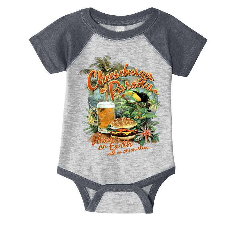 Cheeseburger In Paradise Heaven On Earth Funny Gift Infant Baby Jersey Bodysuit