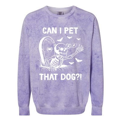 Can I Pet That Dog Halloween Skeleton Colorblast Crewneck Sweatshirt