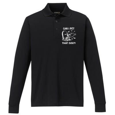 Can I Pet That Dog Halloween Skeleton Performance Long Sleeve Polo