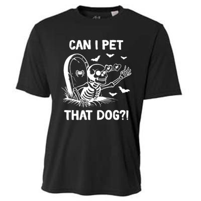 Can I Pet That Dog Halloween Skeleton Cooling Performance Crew T-Shirt