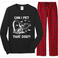 Can I Pet That Dog Halloween Skeleton Long Sleeve Pajama Set