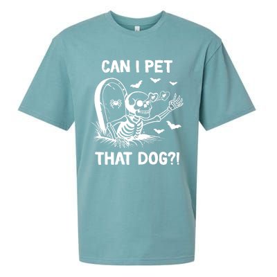 Can I Pet That Dog Halloween Skeleton Sueded Cloud Jersey T-Shirt