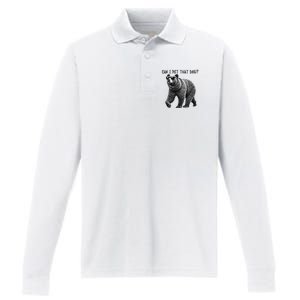 Can I Pet That Dog Funny Bear Performance Long Sleeve Polo