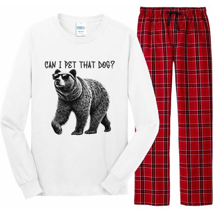 Can I Pet That Dog Funny Bear Long Sleeve Pajama Set