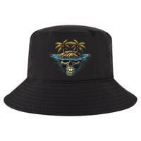 Cool Island Palm Trees Skull Beach Pirate Nautical Cool Comfort Performance Bucket Hat