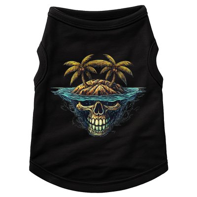 Cool Island Palm Trees Skull Beach Pirate Nautical Doggie Tank