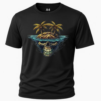 Cool Island Palm Trees Skull Beach Pirate Nautical Performance Shirt