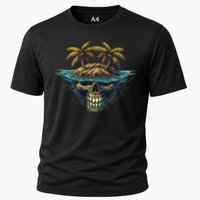 Cool Island Palm Trees Skull Beach Pirate Nautical Performance Shirt