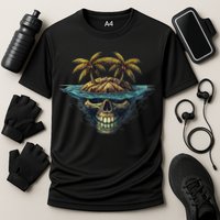 Cool Island Palm Trees Skull Beach Pirate Nautical Performance Shirt