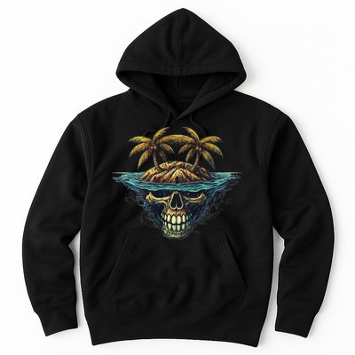 Cool Island Palm Trees Skull Beach Pirate Nautical Hoodie