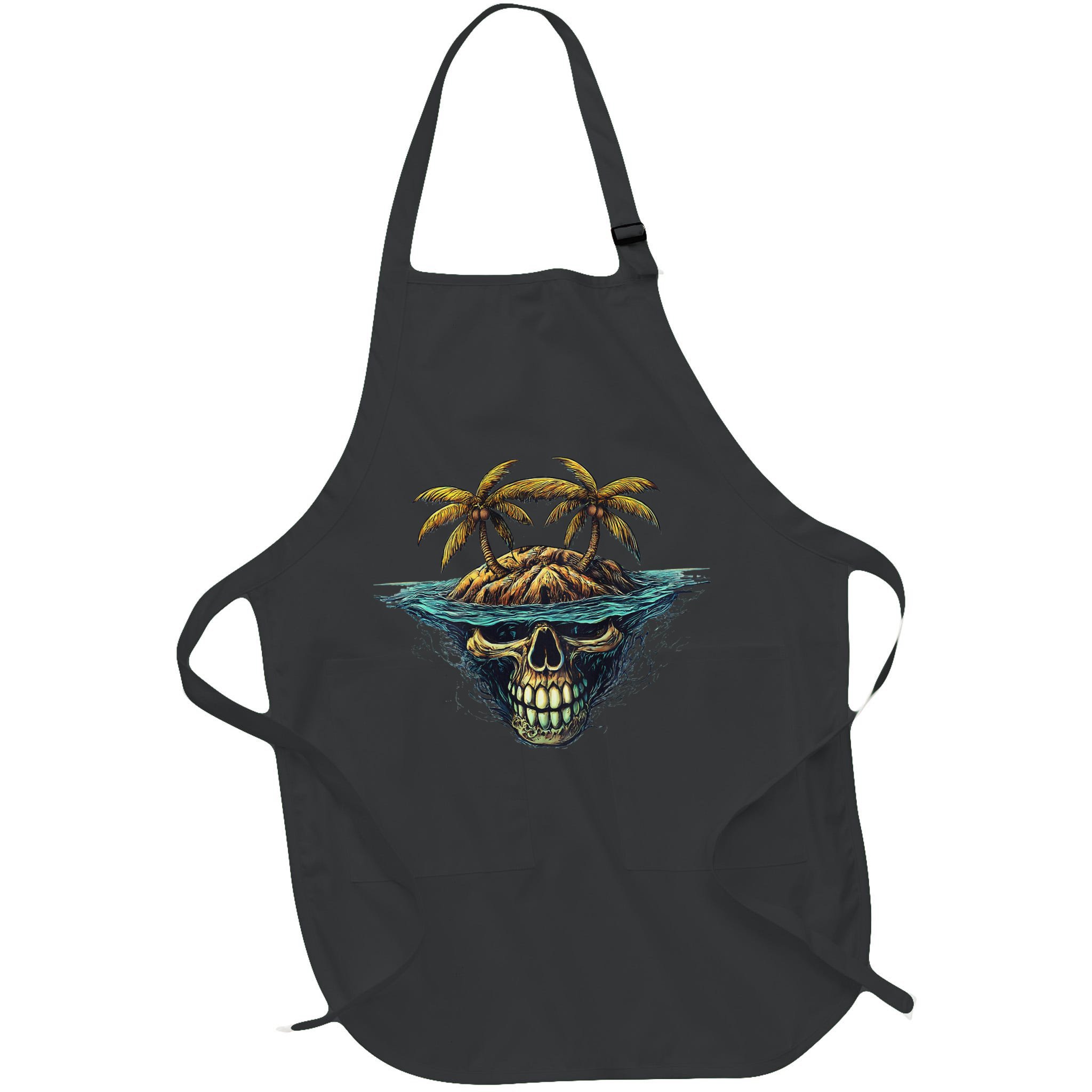Cool Island Palm Trees Skull Beach Pirate Nautical Apron