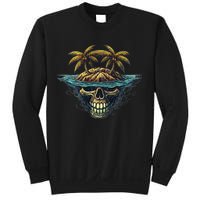 Cool Island Palm Trees Skull Beach Pirate Nautical Sweatshirt
