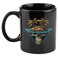 Cool Island Palm Trees Skull Beach Pirate Nautical 11oz C Handle Ceramic Mug