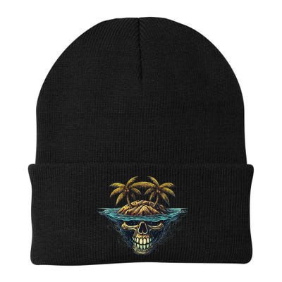 Cool Island Palm Trees Skull Beach Pirate Nautical Beanie
