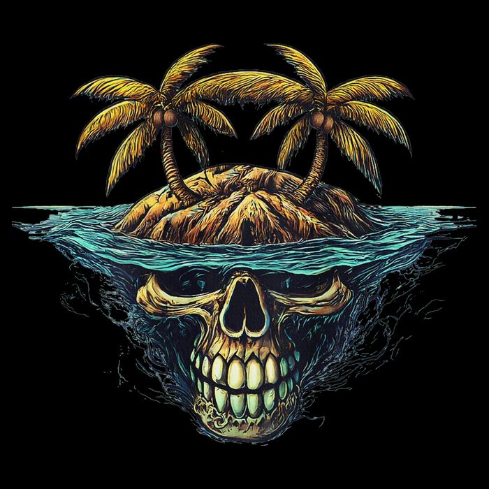 Cool Island Palm Trees Skull Beach Pirate Nautical 16 in Basic Backpack