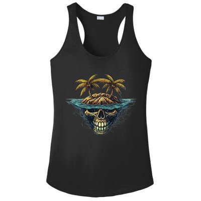 Cool Island Palm Trees Skull Beach Pirate Nautical Ladies PosiCharge Competitor Racerback Tank