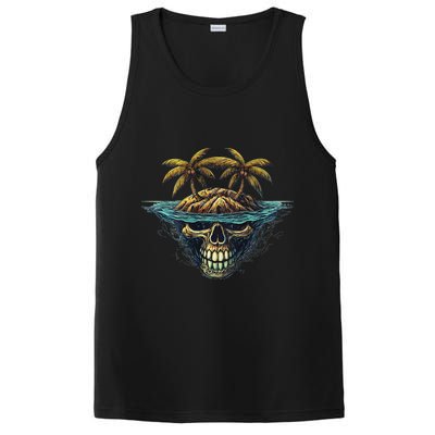 Cool Island Palm Trees Skull Beach Pirate Nautical PosiCharge Competitor Tank