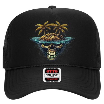 Cool Island Palm Trees Skull Beach Pirate Nautical Hat