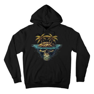 Cool Island Palm Trees Skull Beach Pirate Nautical Tall Hoodie