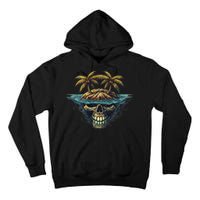 Cool Island Palm Trees Skull Beach Pirate Nautical Tall Hoodie