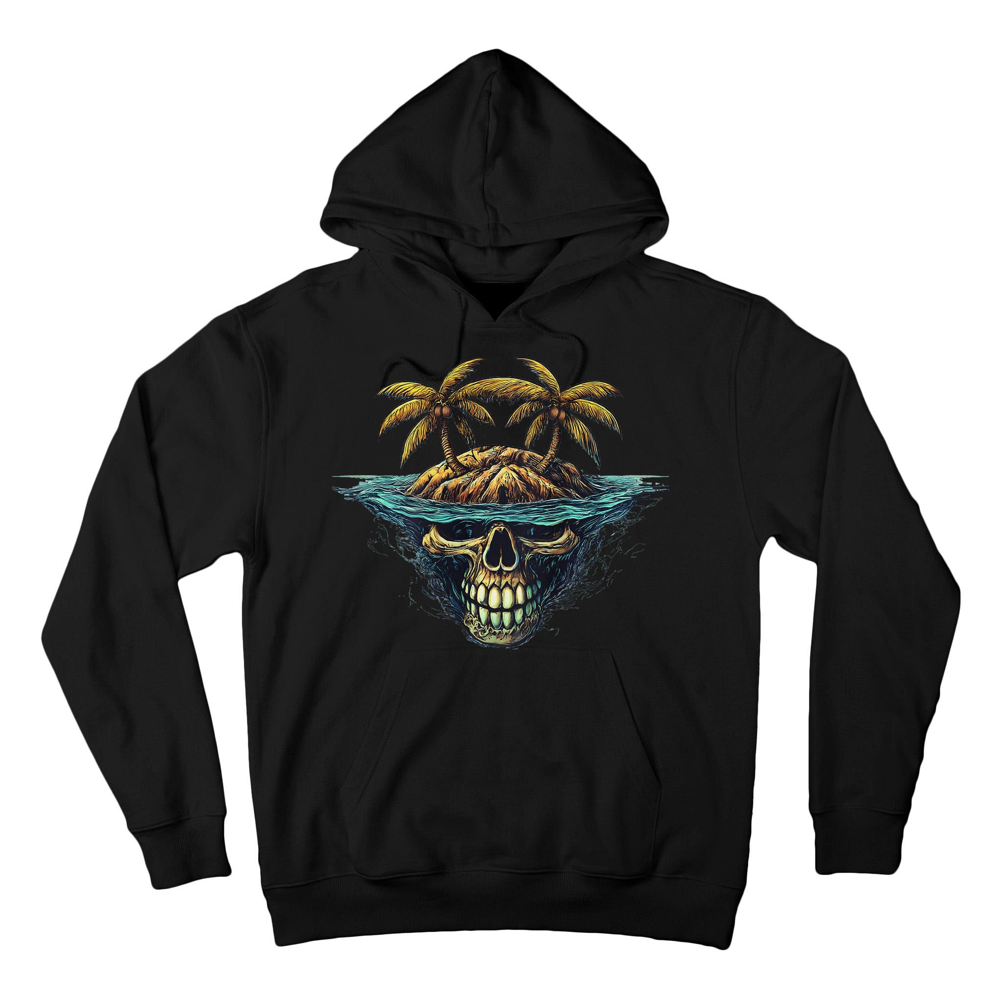 Cool Island Palm Trees Skull Beach Pirate Nautical Tall Hoodie