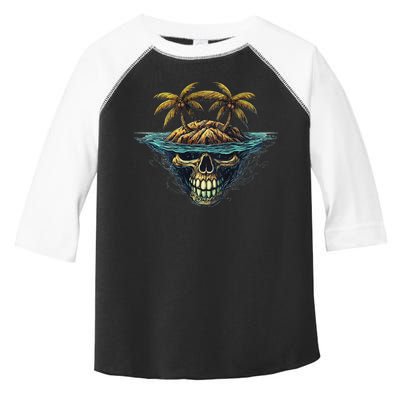 Cool Island Palm Trees Skull Beach Pirate Nautical Toddler Fine Jersey T-Shirt