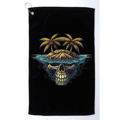 Cool Island Palm Trees Skull Beach Pirate Nautical Golf Towel