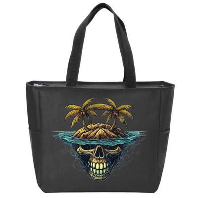 Cool Island Palm Trees Skull Beach Pirate Nautical Zip Tote Bag