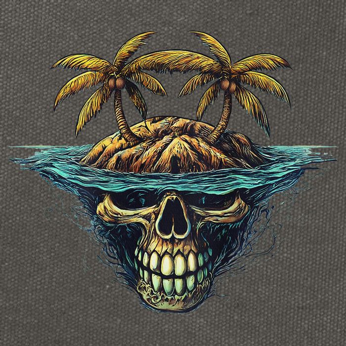 Cool Island Palm Trees Skull Beach Pirate Nautical Cotton Canvas Backpack