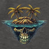 Cool Island Palm Trees Skull Beach Pirate Nautical Vector Backpack