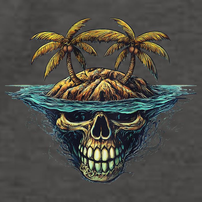 Cool Island Palm Trees Skull Beach Pirate Nautical Vector Backpack