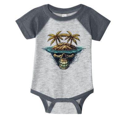 Cool Island Palm Trees Skull Beach Pirate Nautical Infant Baby Jersey Bodysuit