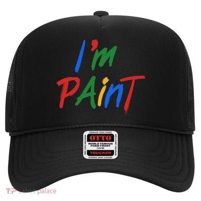 Cute Im Paint Childens Finger Painting High Crown Mesh Back Trucker Hat